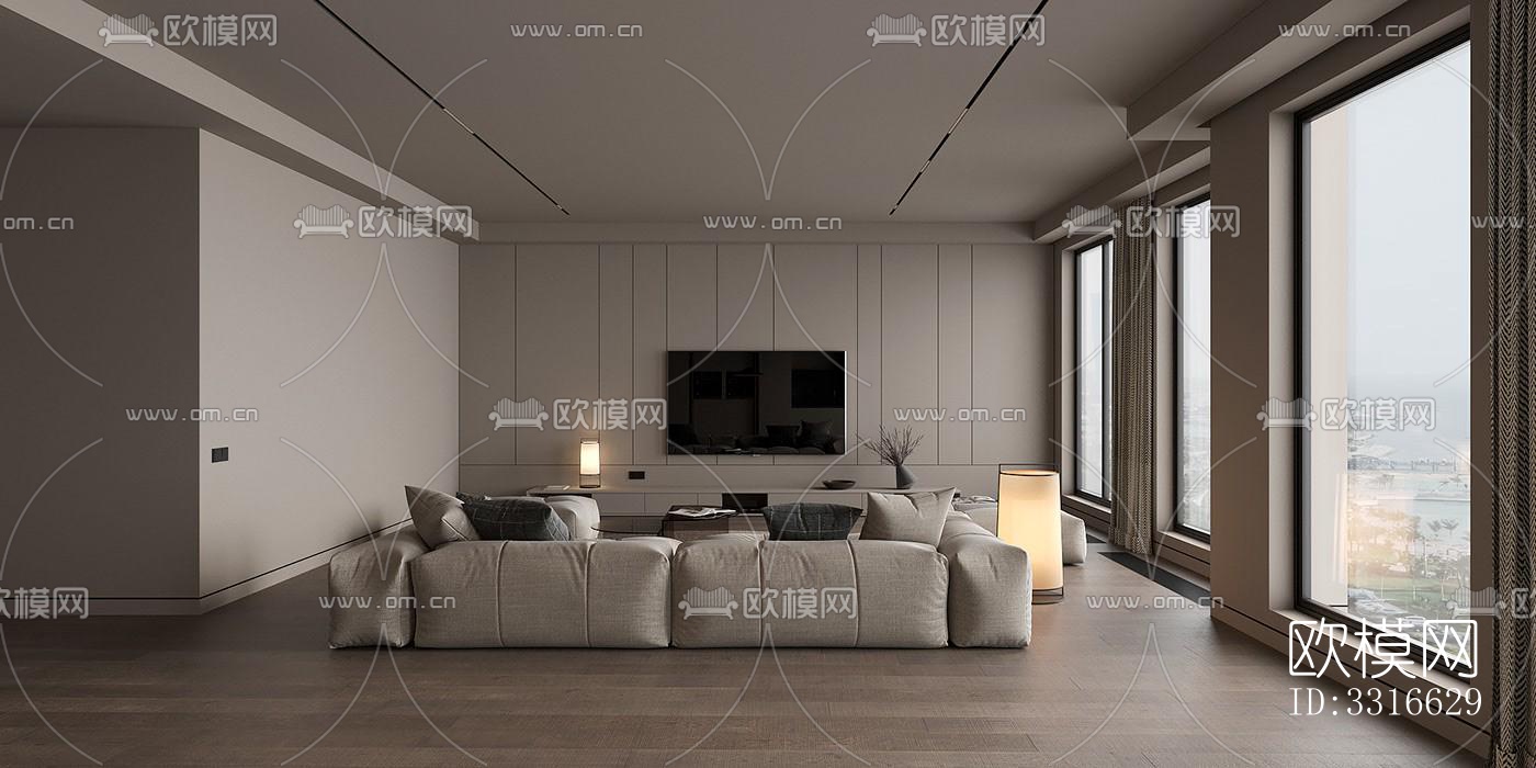 现代客厅效果图下载（渲染图8）