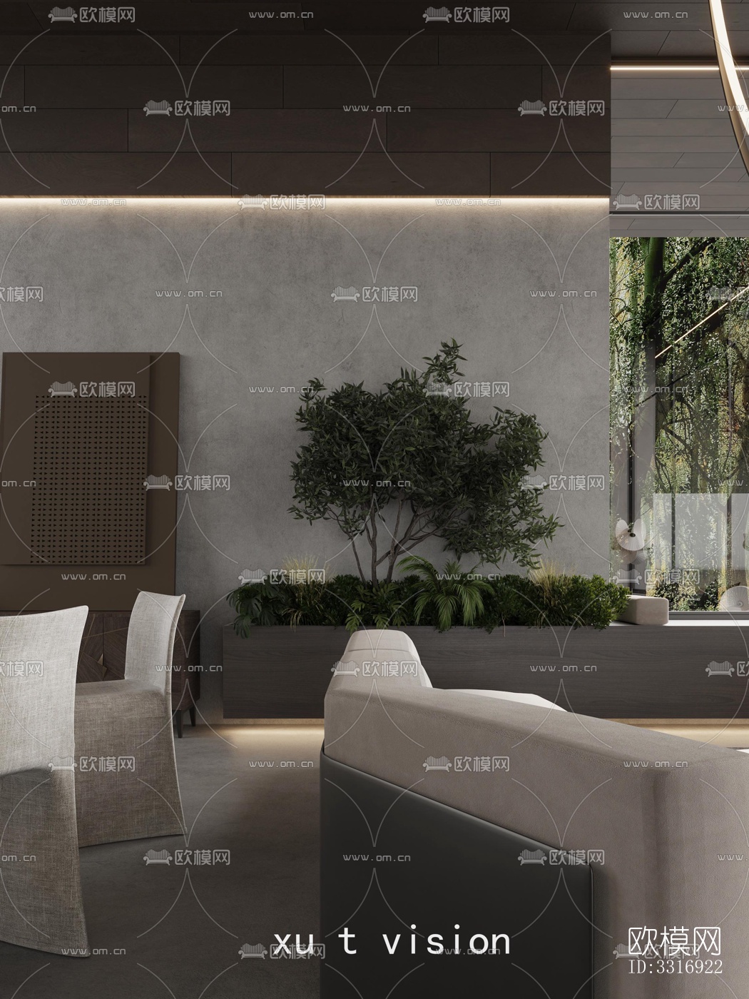 现代客厅效果图下载（渲染图4）