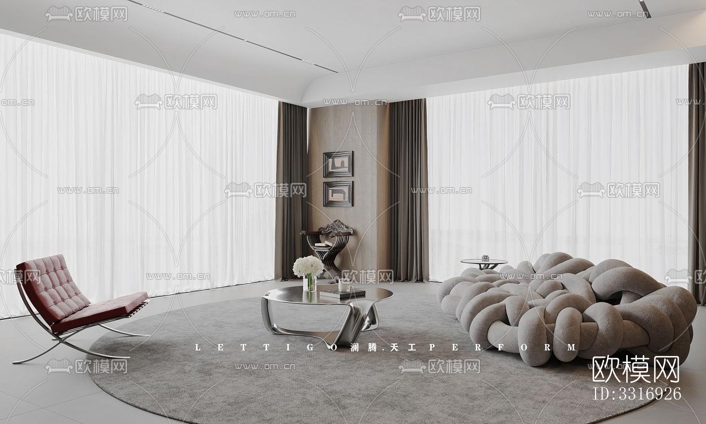 现代客厅效果图下载（渲染图2）