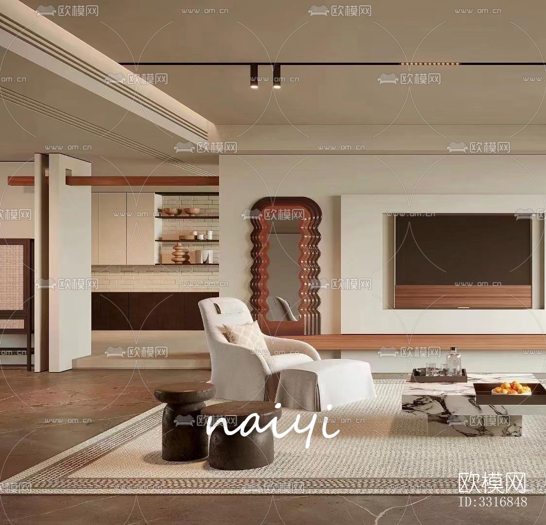 现代客厅效果图下载（渲染图8）