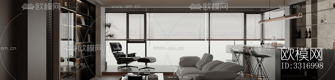 现代客厅效果图下载（渲染图6）