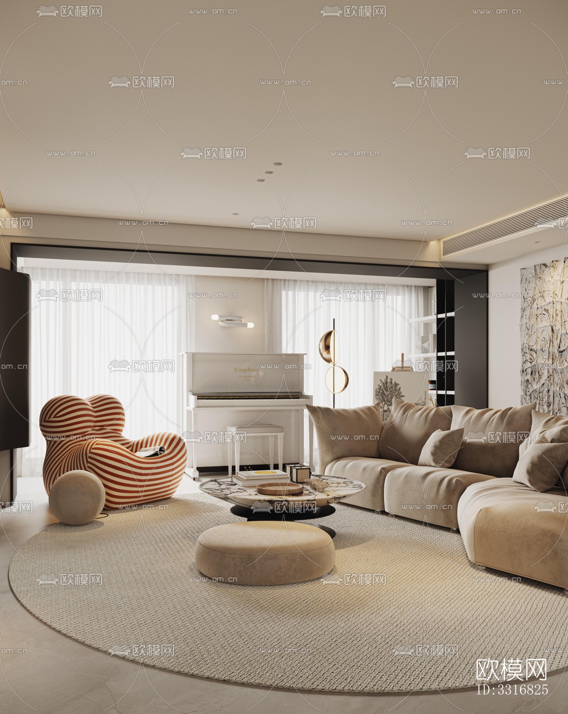 现代客厅效果图下载（渲染图8）