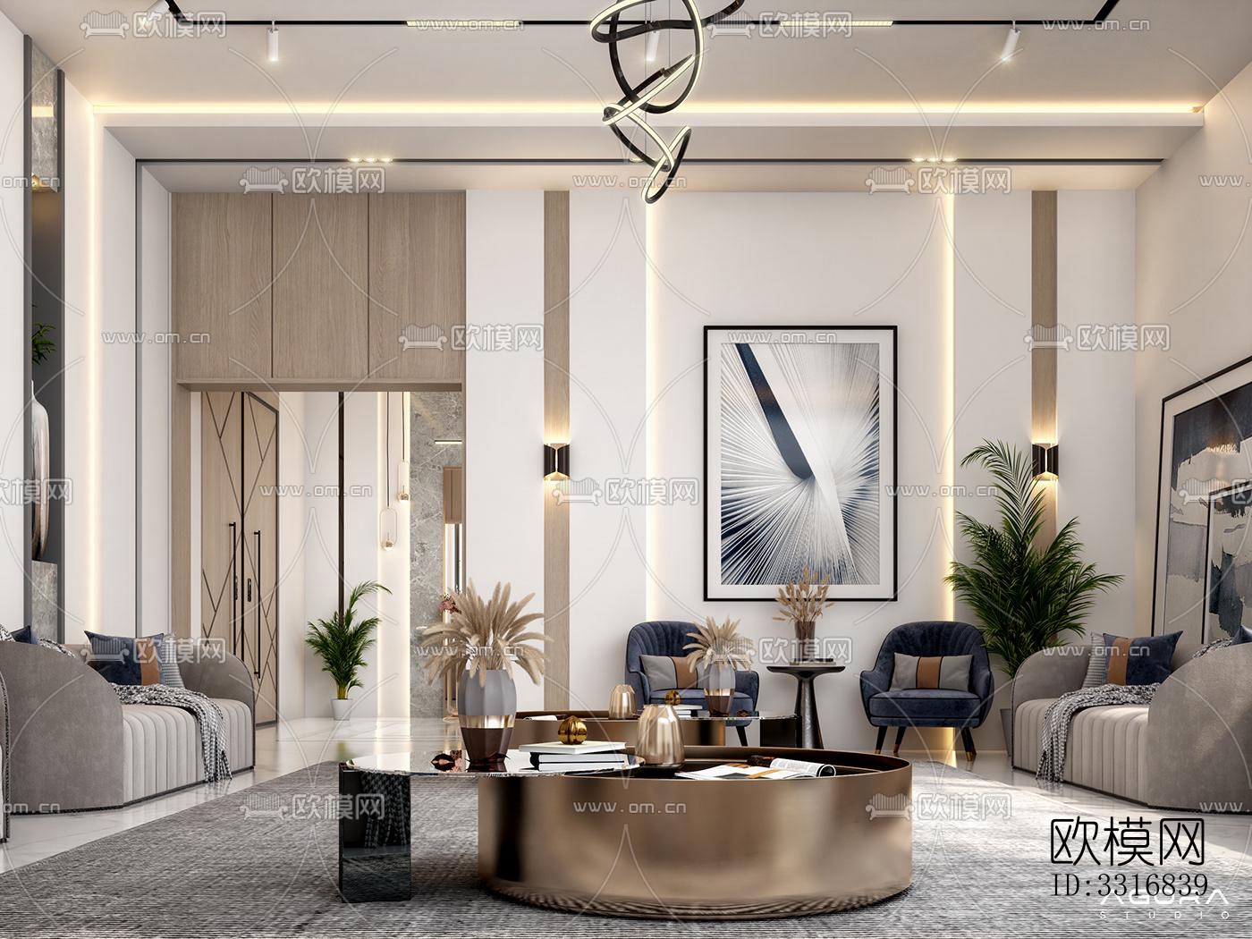 现代客厅效果图下载（渲染图5）