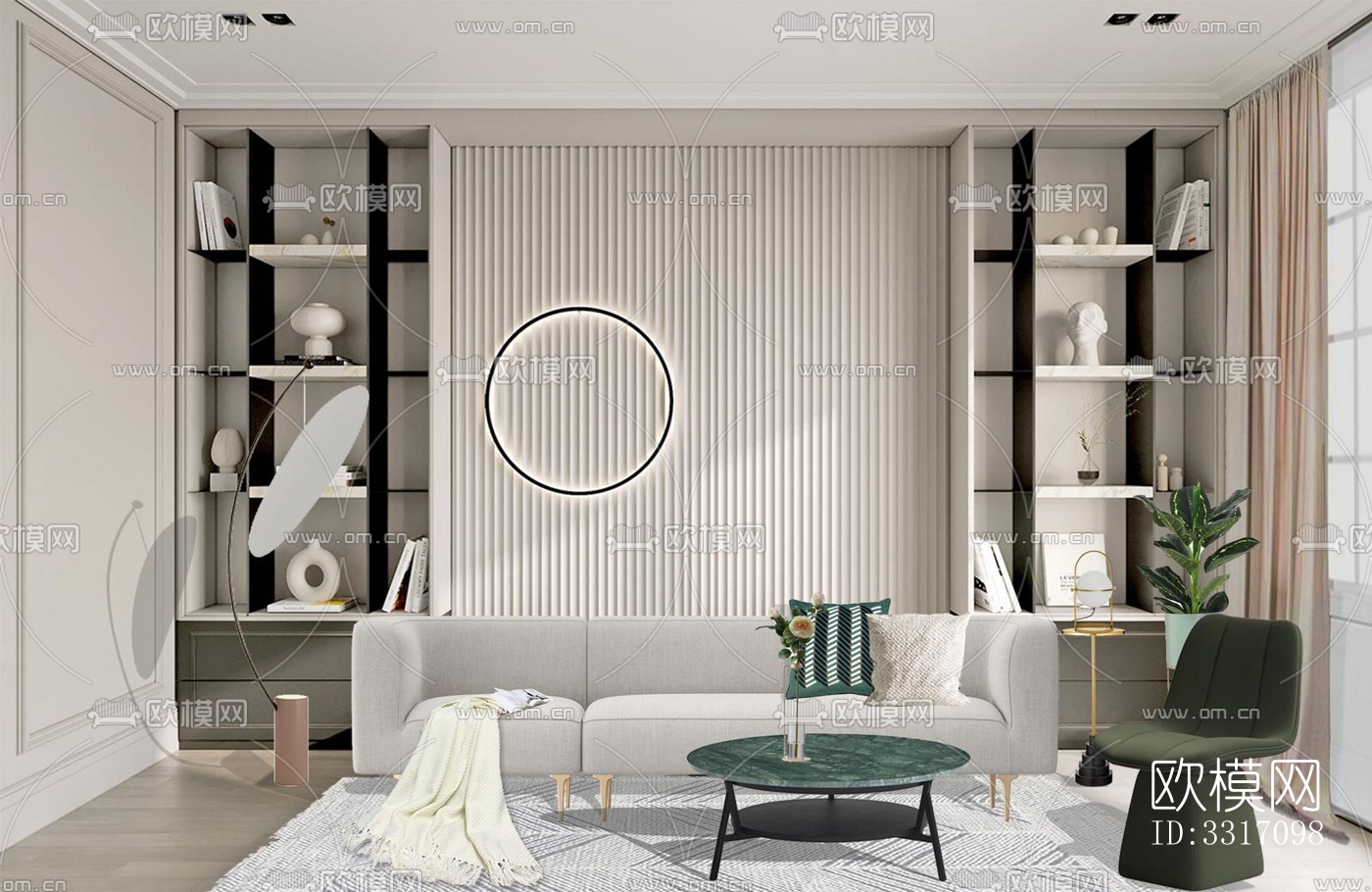 现代客厅效果图下载（渲染图5）