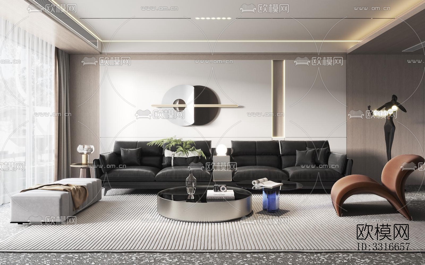 现代客厅效果图下载（渲染图5）