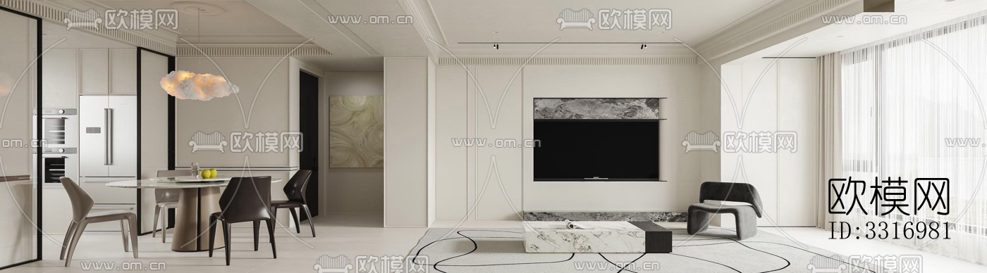 现代客厅效果图下载（渲染图9）