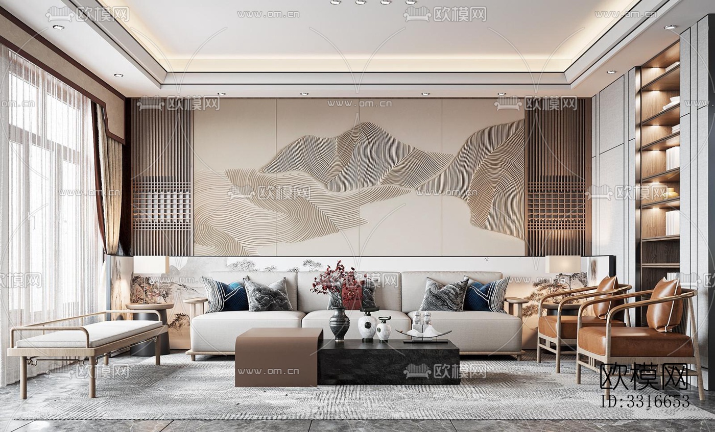 现代客厅效果图下载（渲染图8）