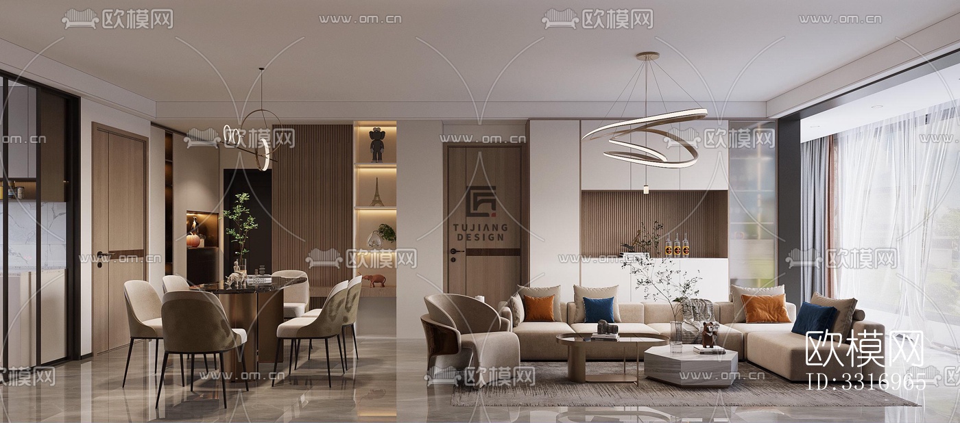 现代客厅效果图下载（渲染图3）