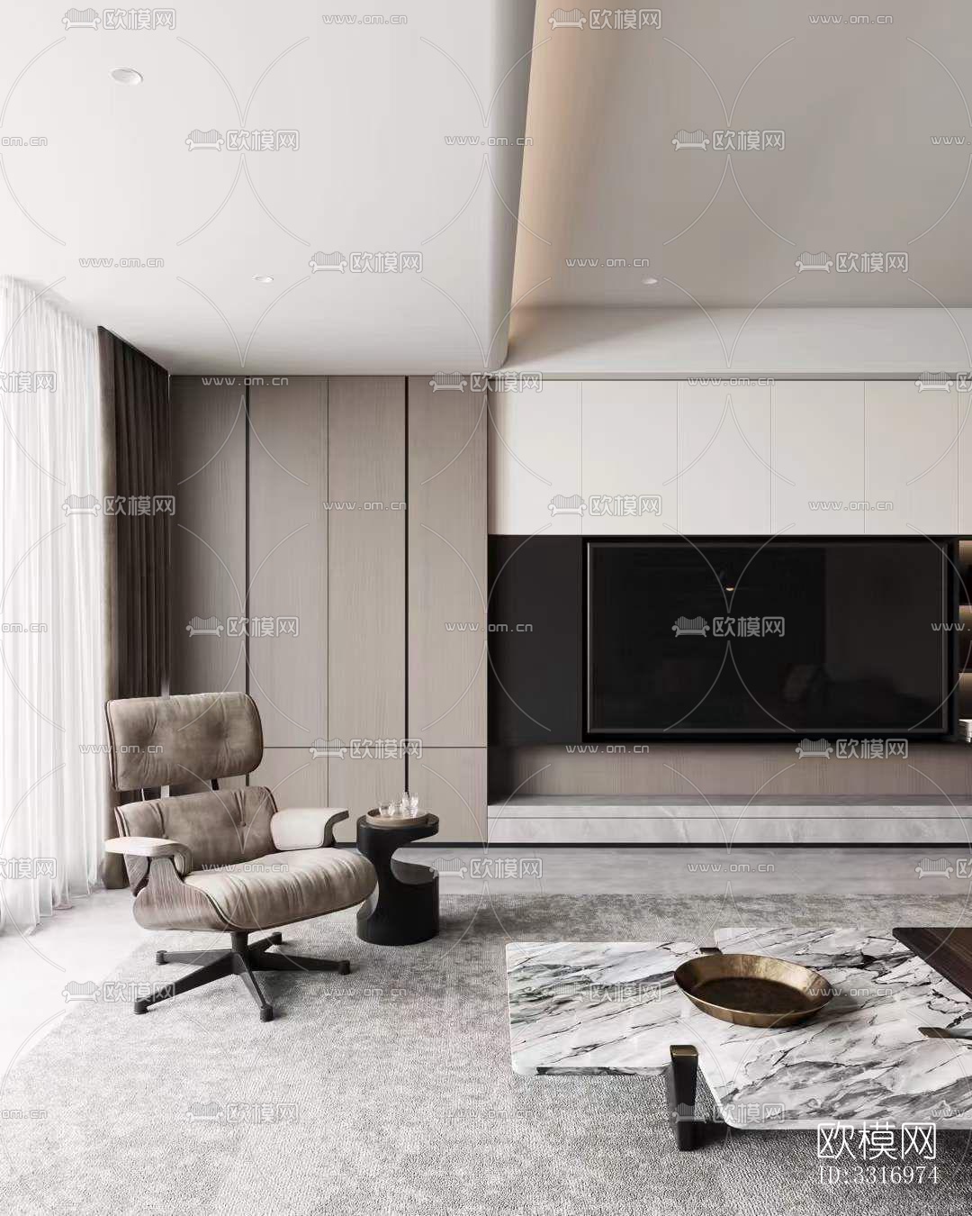 现代客厅效果图下载（渲染图3）