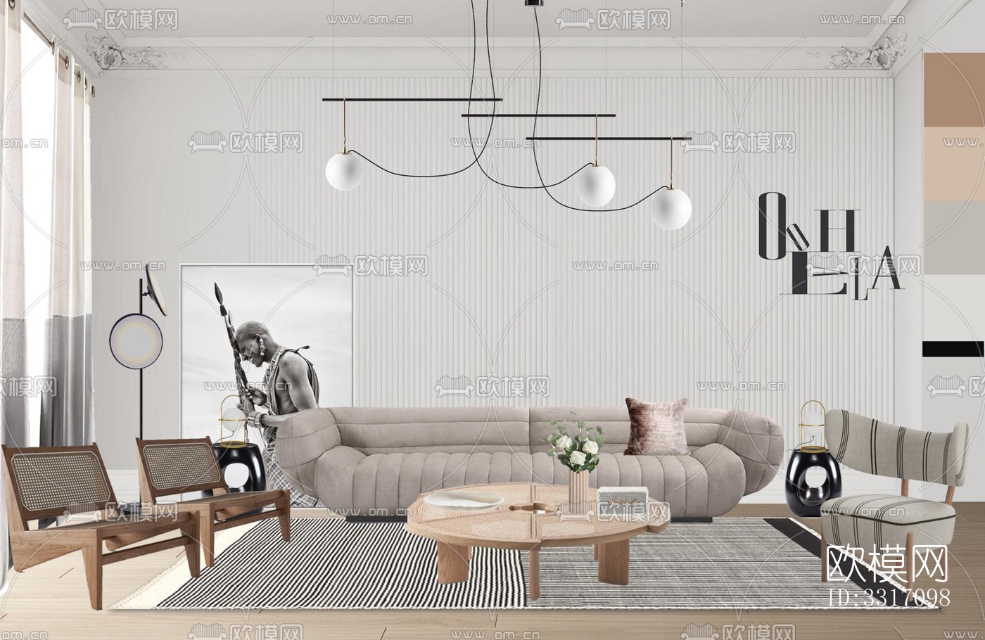 现代客厅效果图下载（渲染图10）