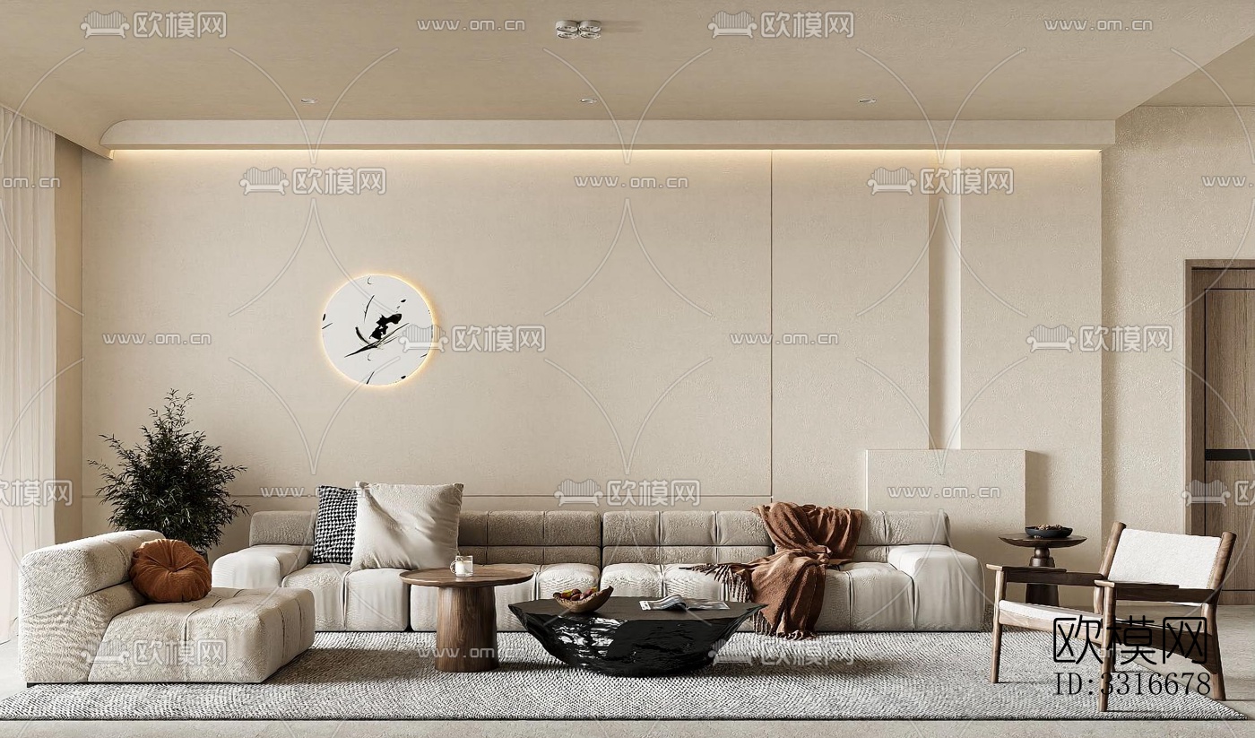 现代客厅效果图下载（渲染图2）