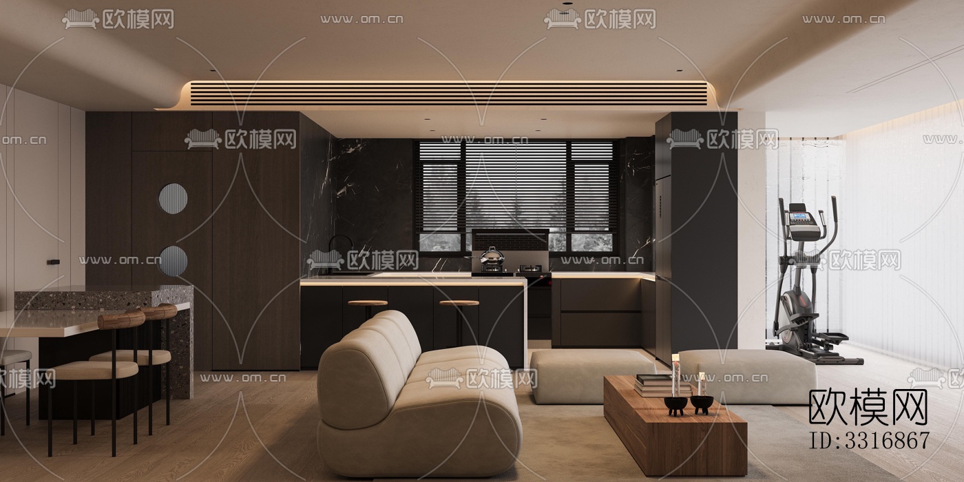 现代客厅效果图下载（渲染图3）