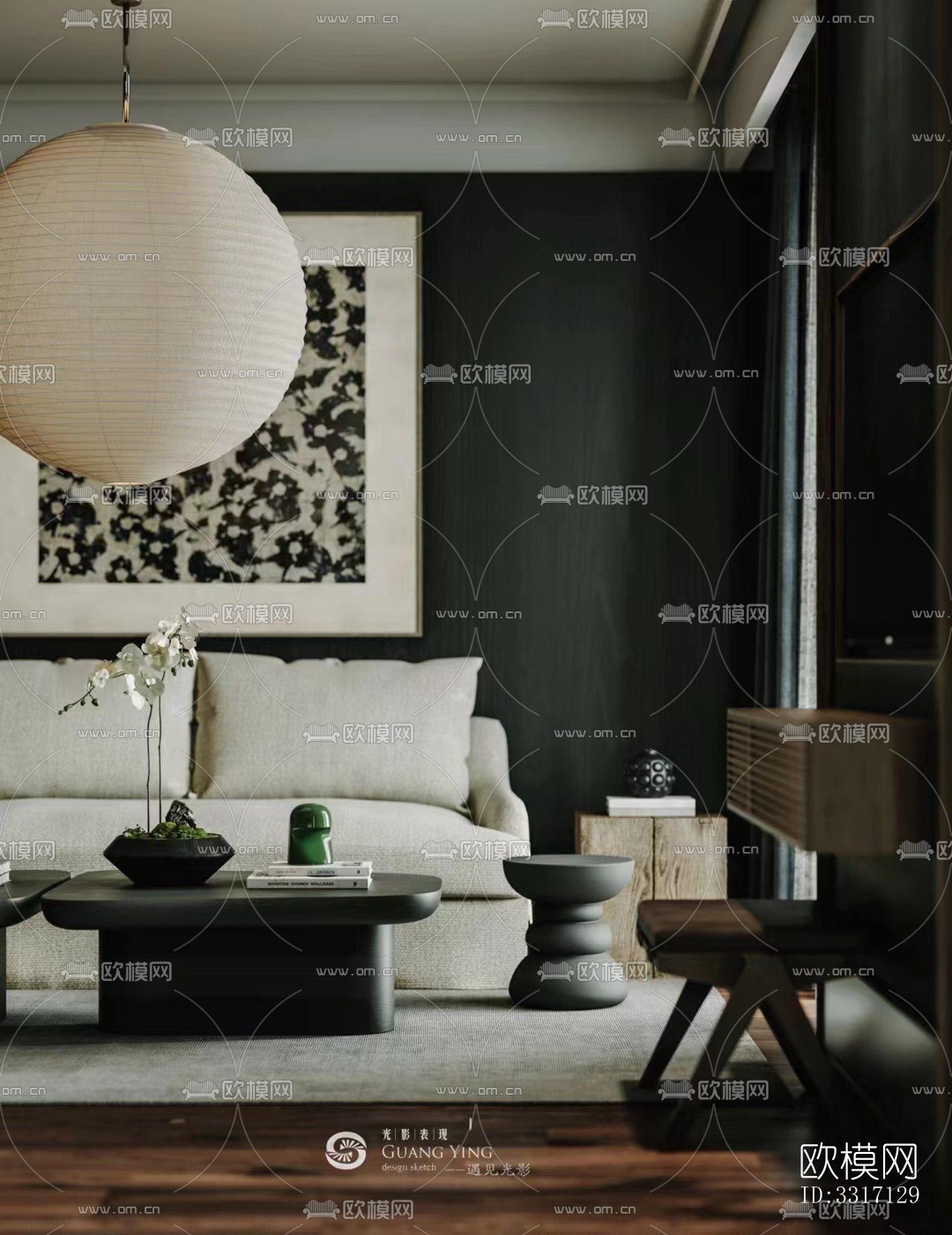 现代客厅效果图下载（渲染图4）