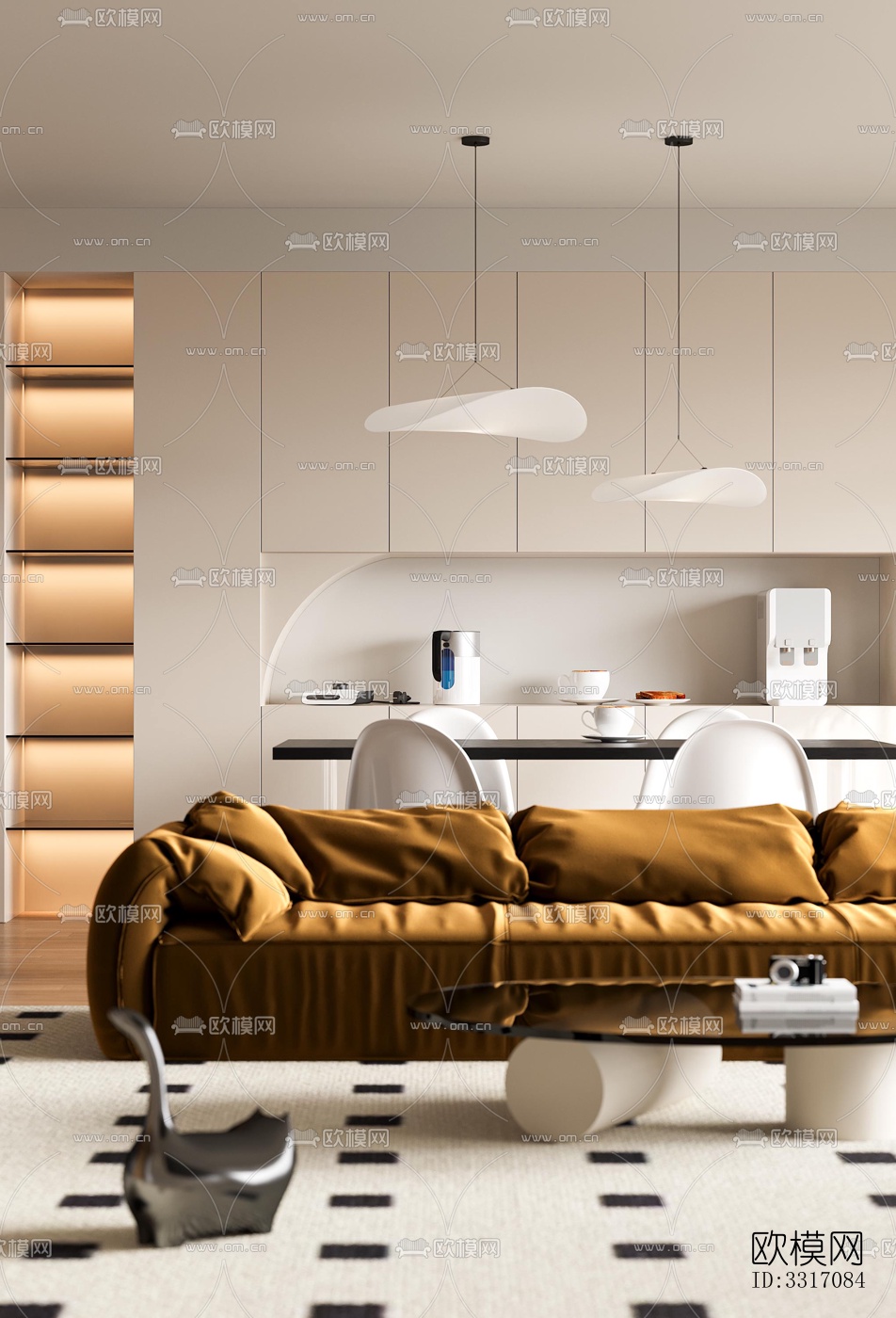 现代客厅效果图下载（渲染图7）