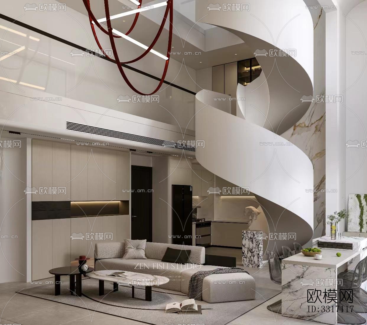 现代客厅效果图下载（渲染图1）