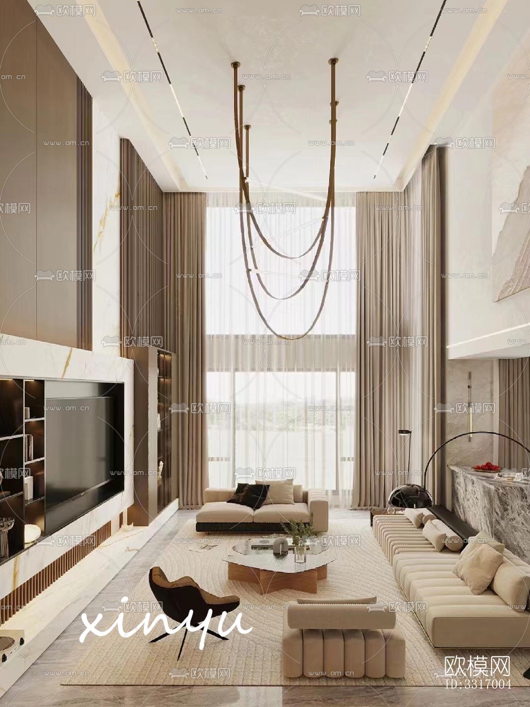 现代客厅效果图下载（渲染图2）