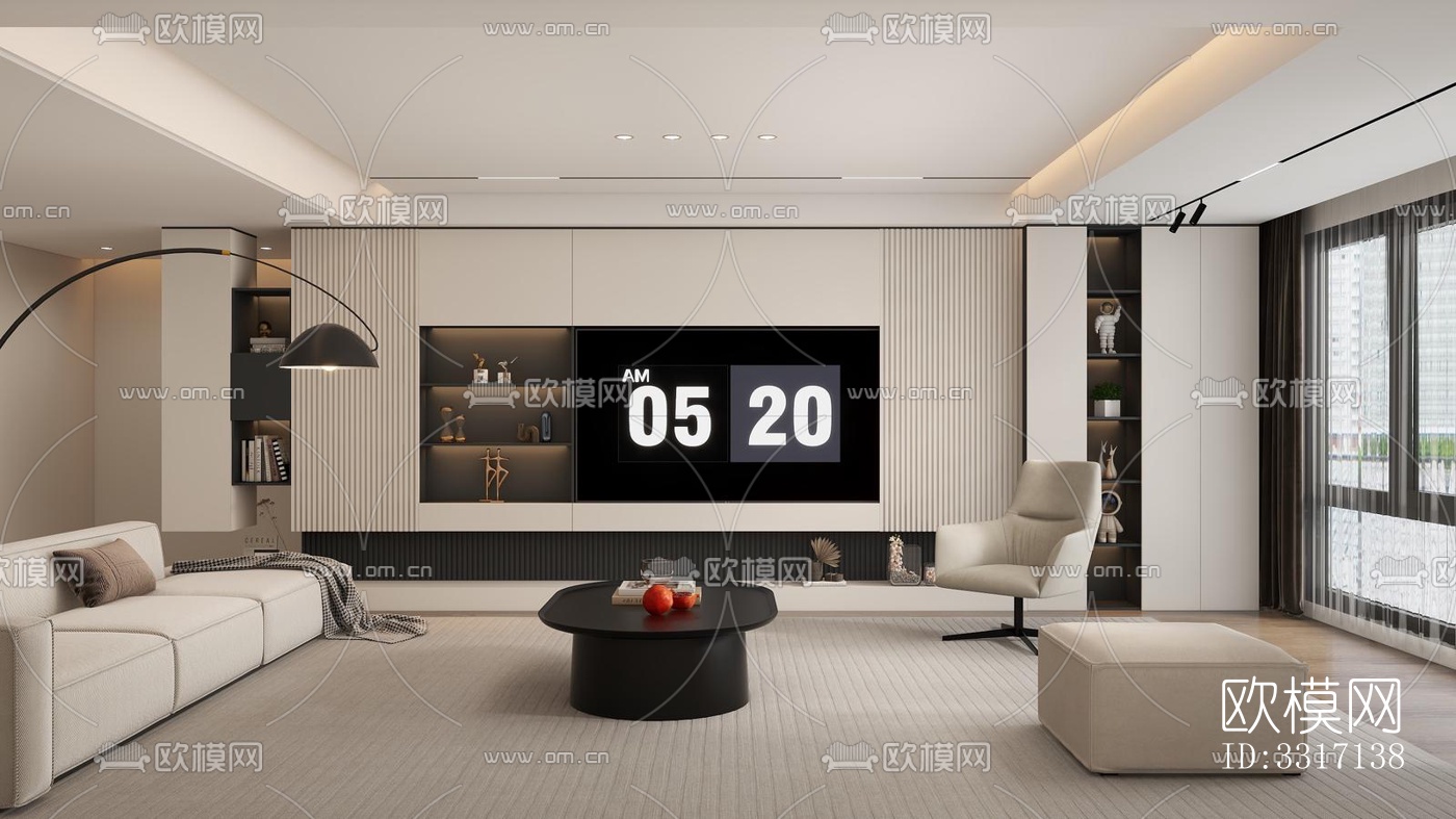 现代客厅效果图下载（渲染图4）