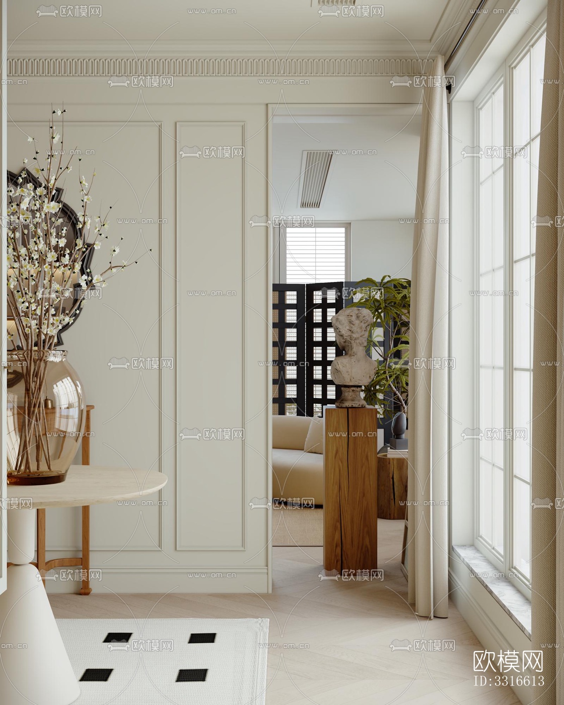 法式客厅效果图下载（渲染图4）