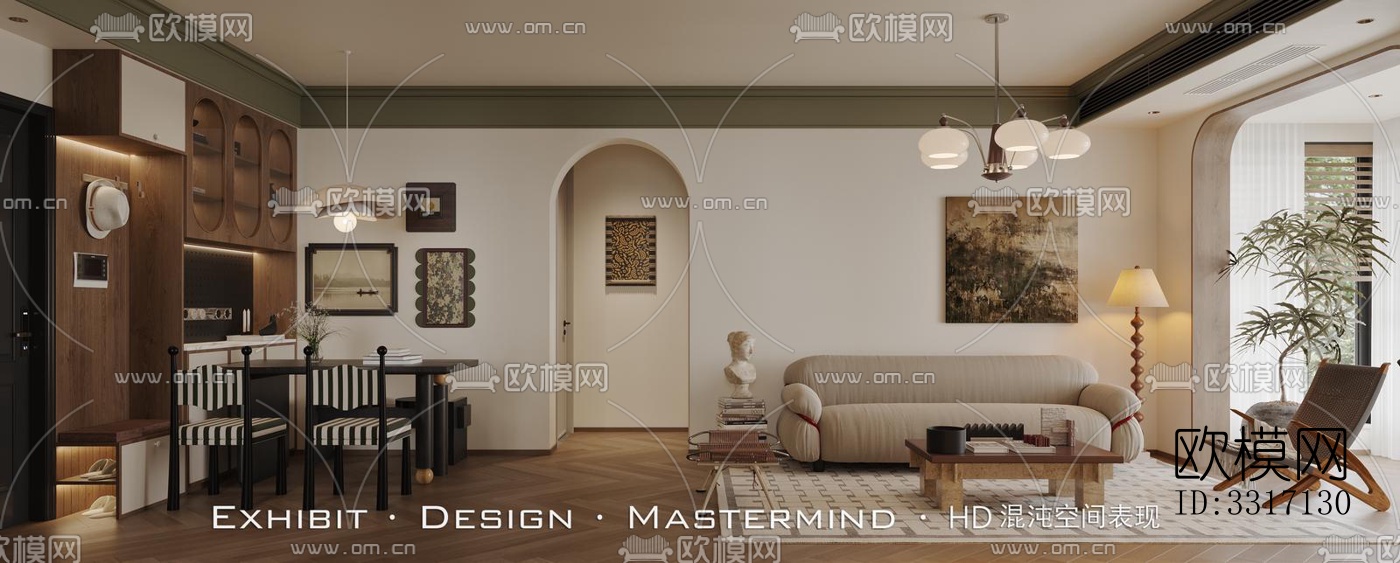 现代客厅效果图下载（渲染图4）