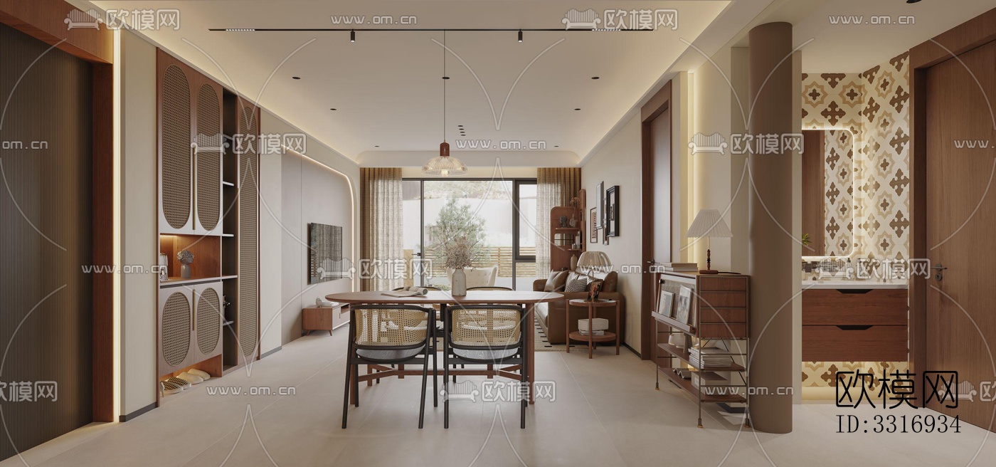 现代客厅效果图下载（渲染图4）