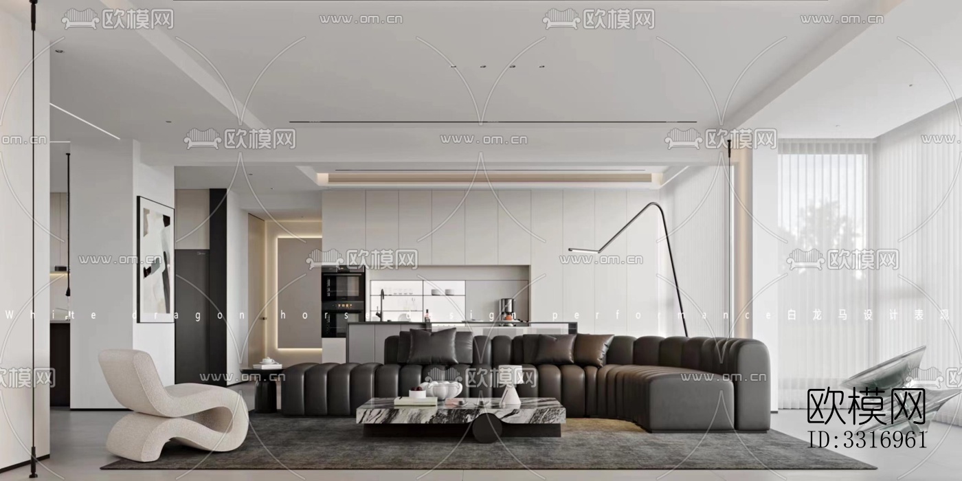 现代客厅效果图下载（渲染图6）