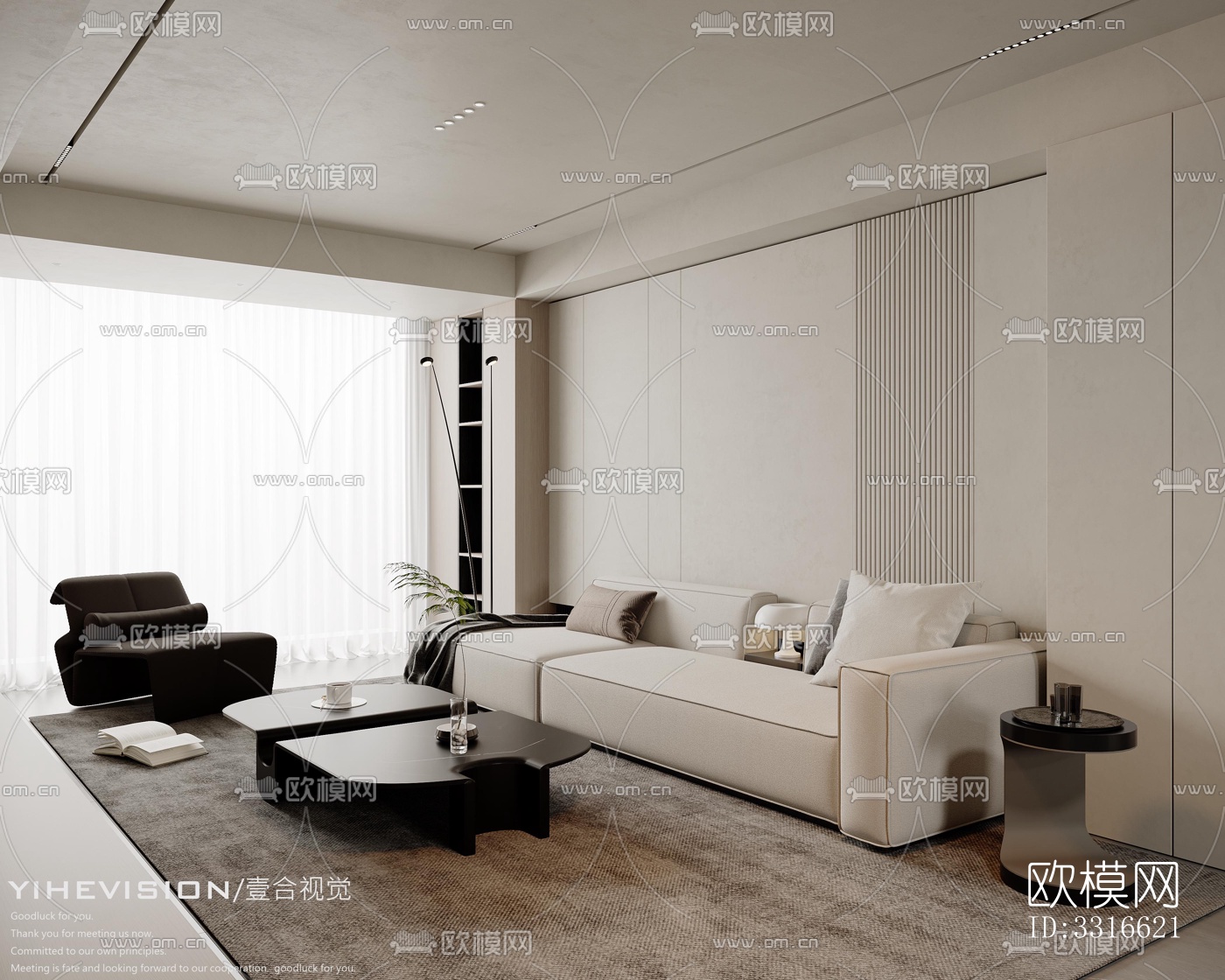 现代客厅效果图下载（渲染图4）