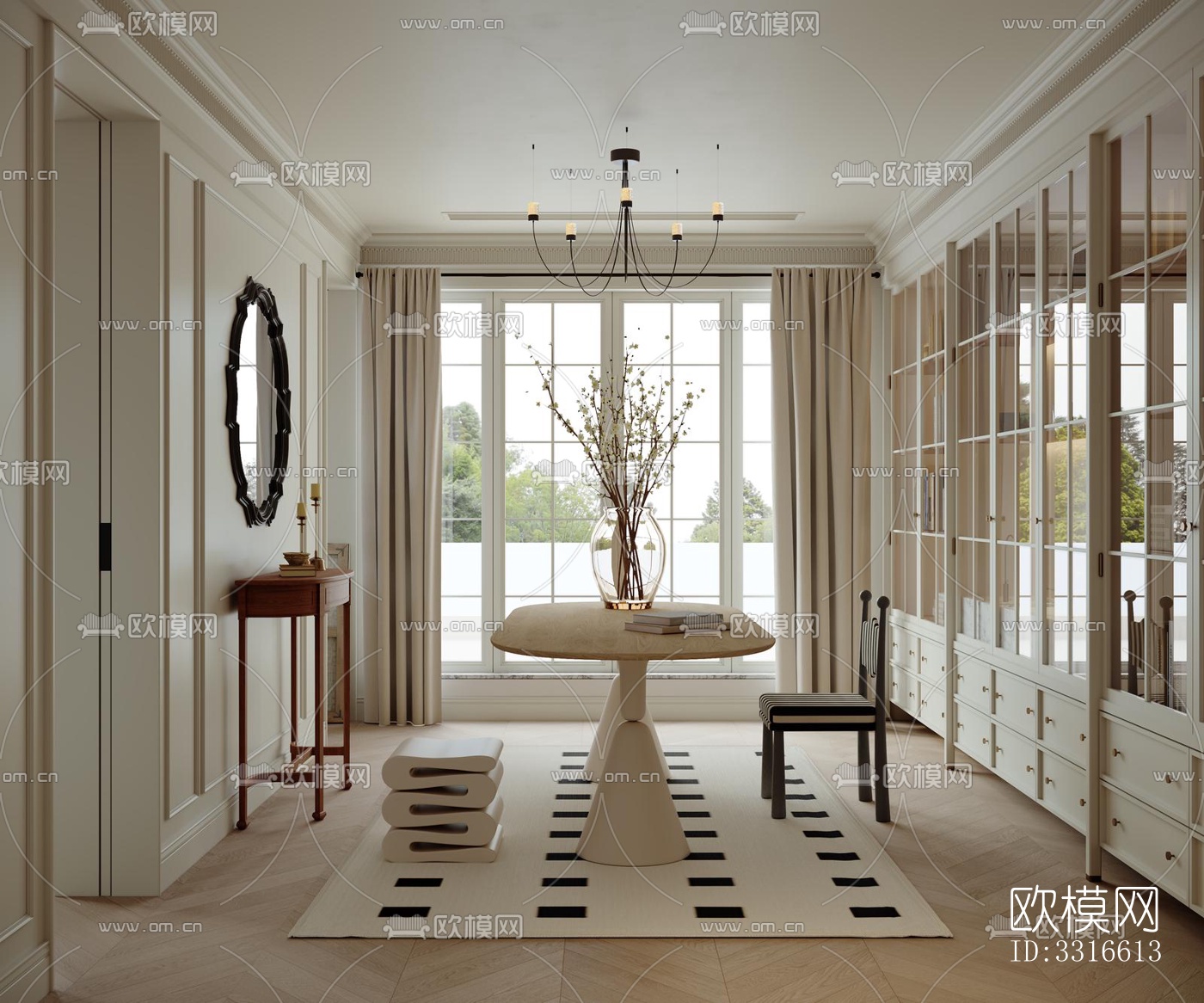 法式客厅效果图下载（渲染图7）