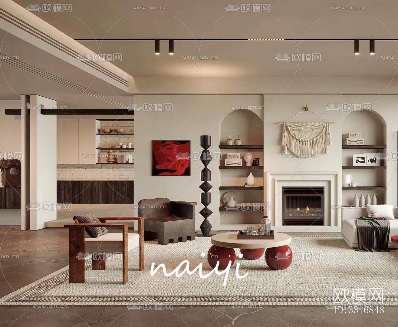 现代客厅效果图下载（渲染图5）