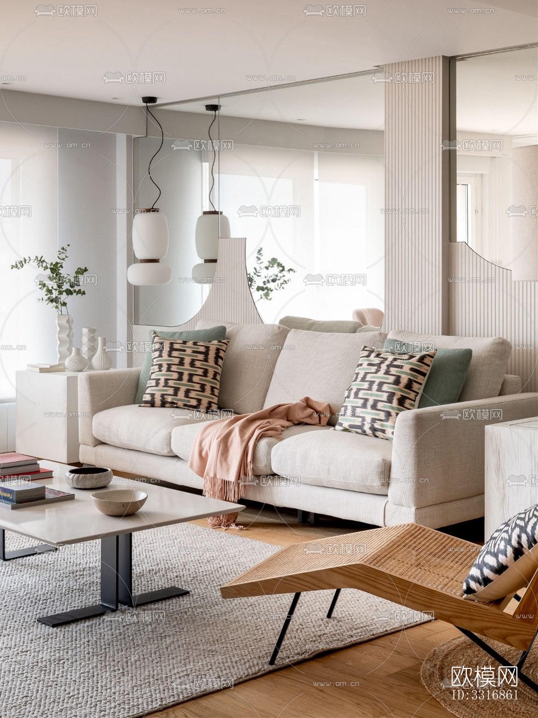 现代客厅效果图下载（渲染图2）