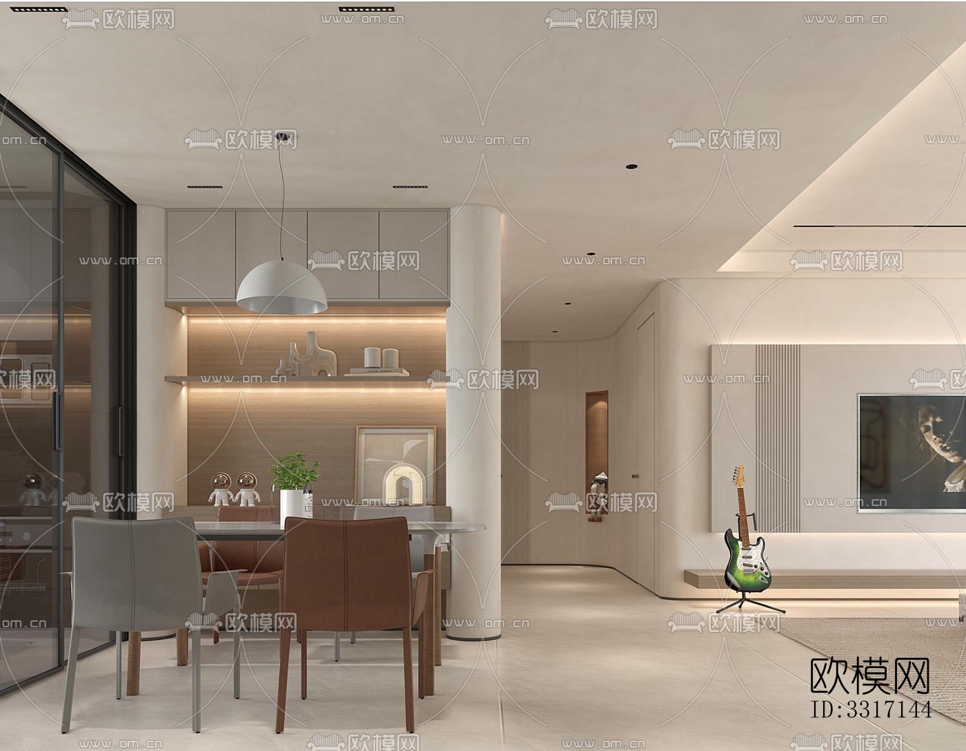 现代客厅效果图下载（渲染图4）