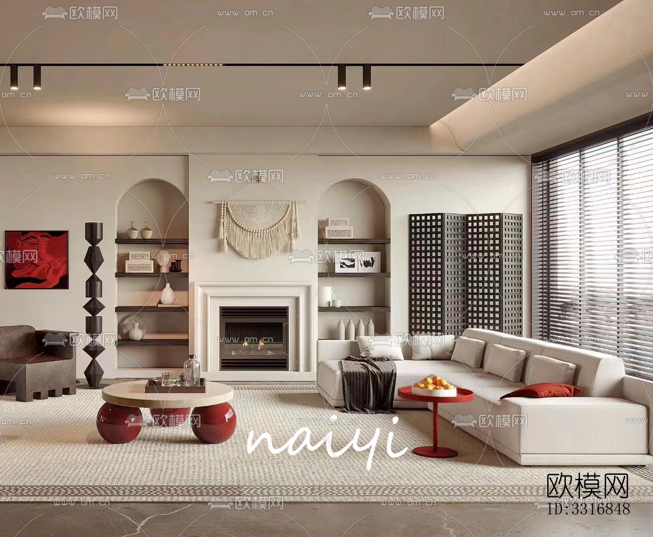 现代客厅效果图下载（渲染图1）