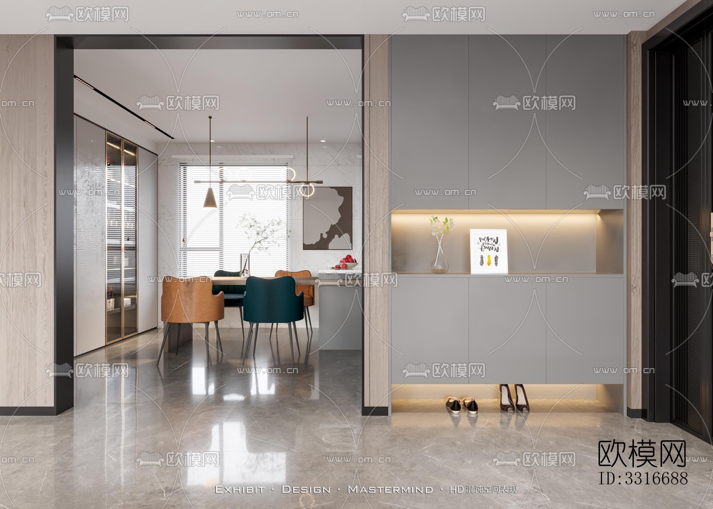 现代客厅效果图下载（渲染图3）