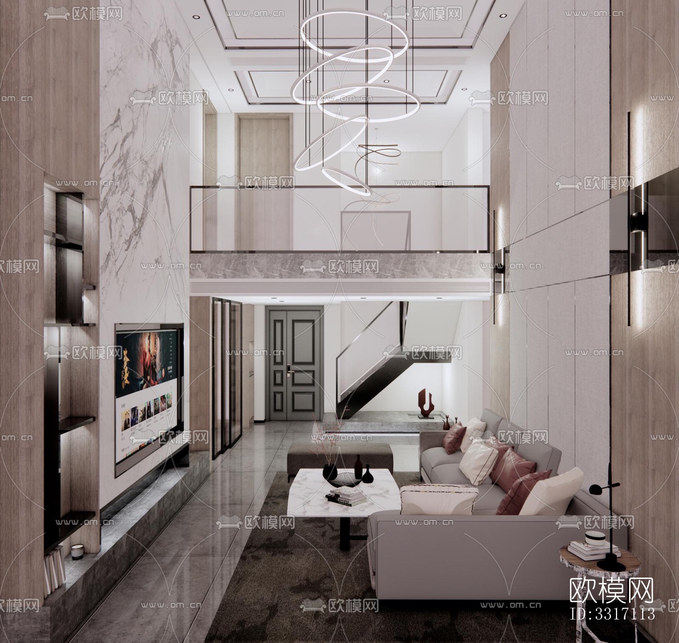 现代客厅效果图下载（渲染图6）