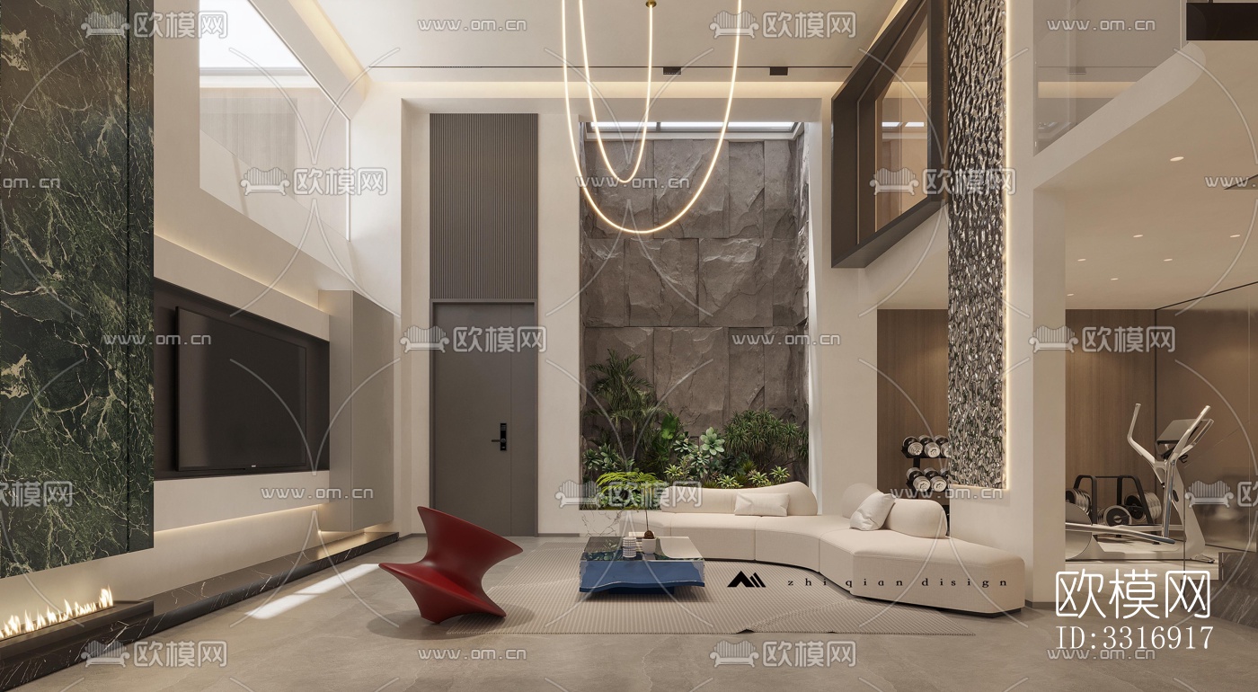 现代客厅效果图下载（渲染图1）
