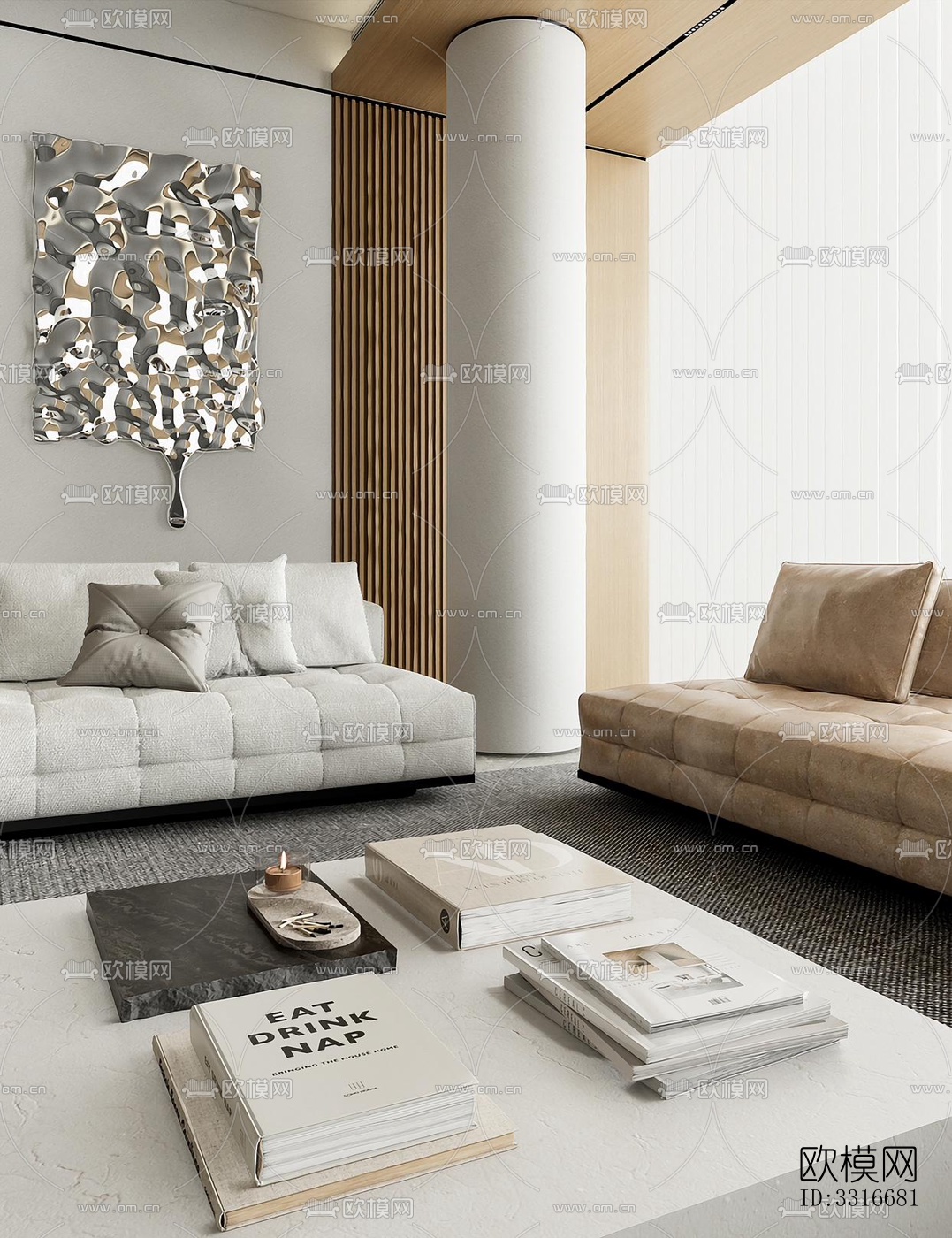 现代客厅效果图下载（渲染图2）