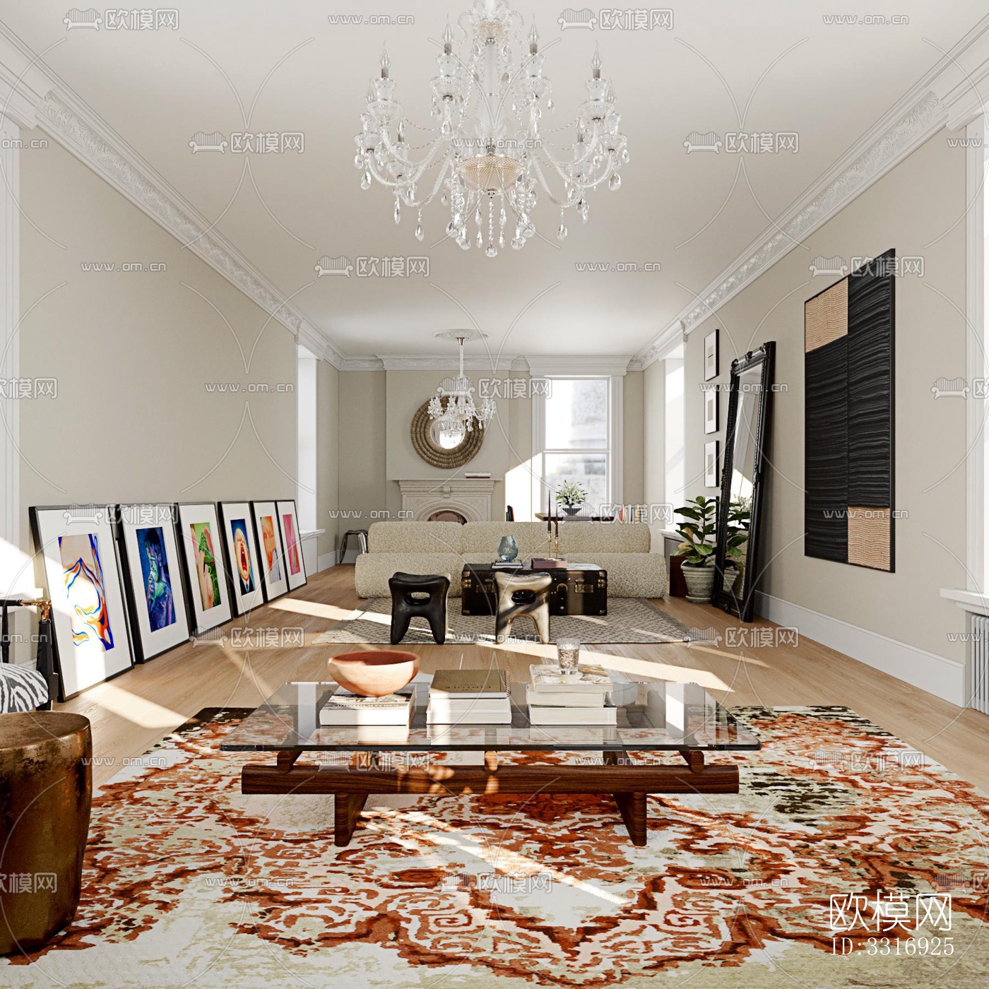 现代客厅效果图下载（渲染图4）