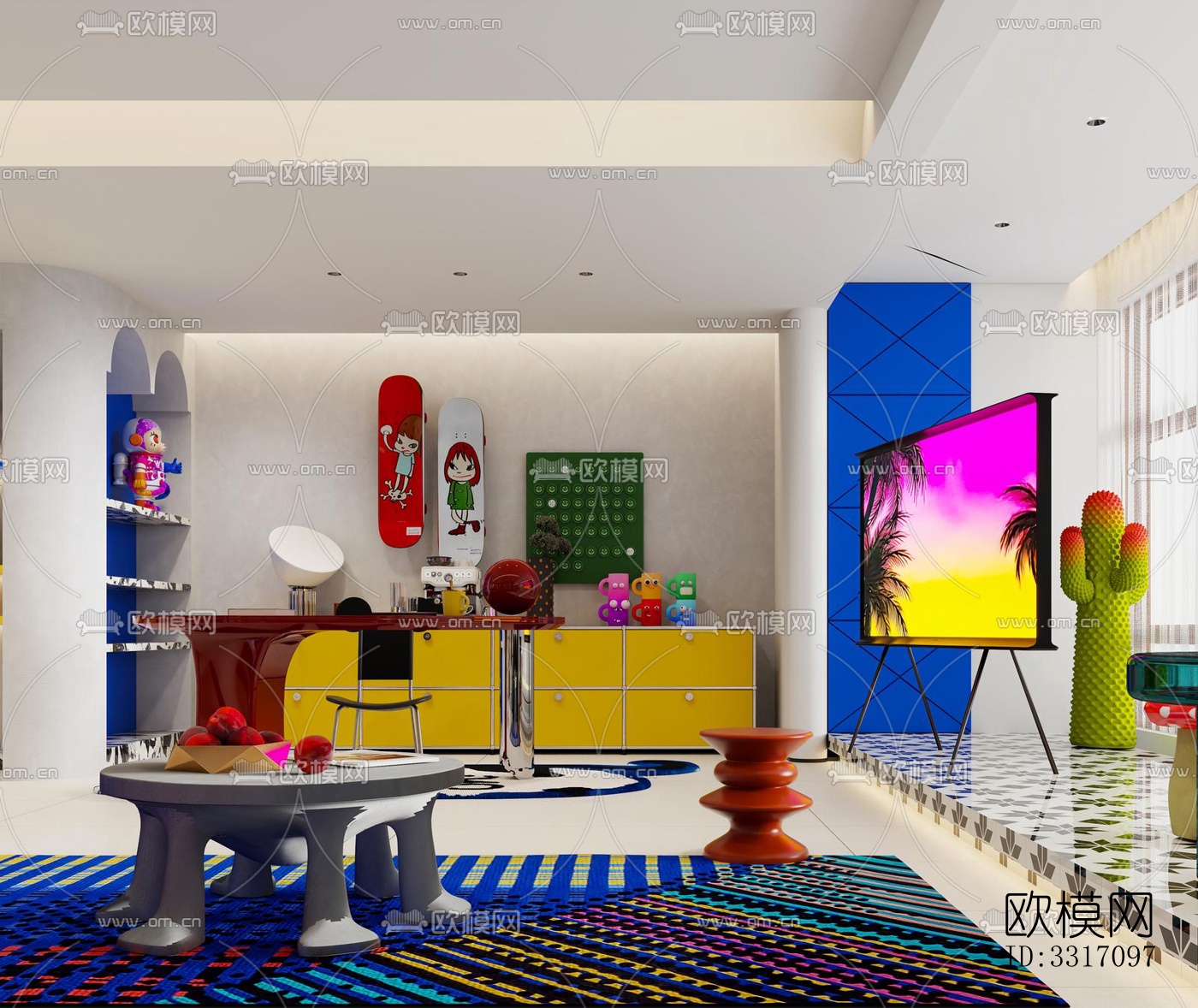 现代客厅效果图下载（渲染图3）