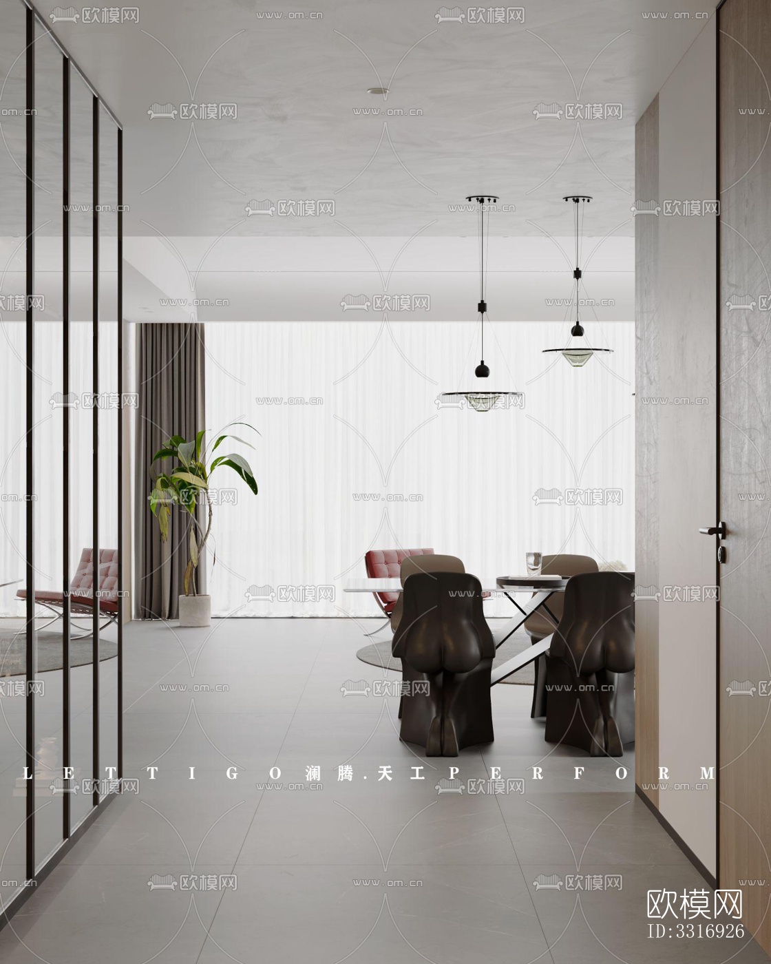 现代客厅效果图下载（渲染图9）