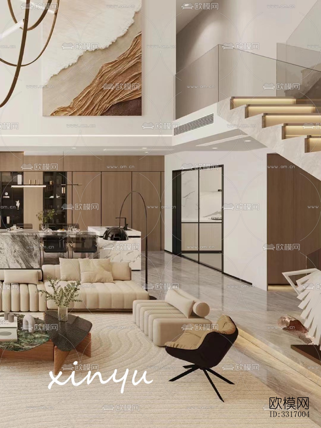 现代客厅效果图下载（渲染图1）