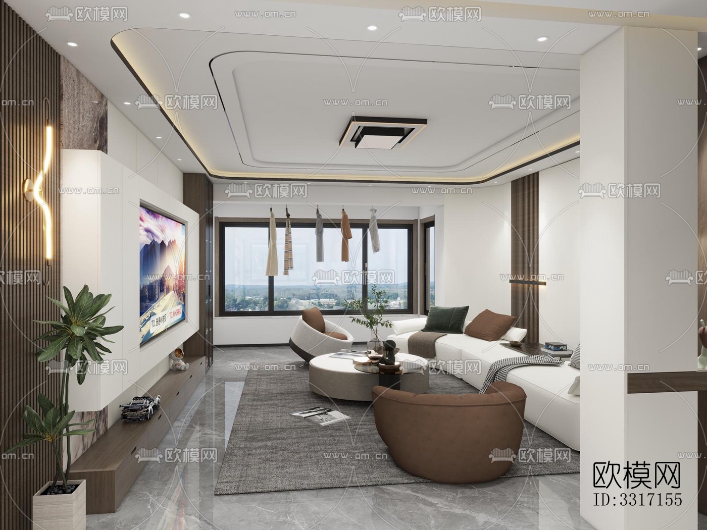 现代客厅效果图下载（渲染图10）