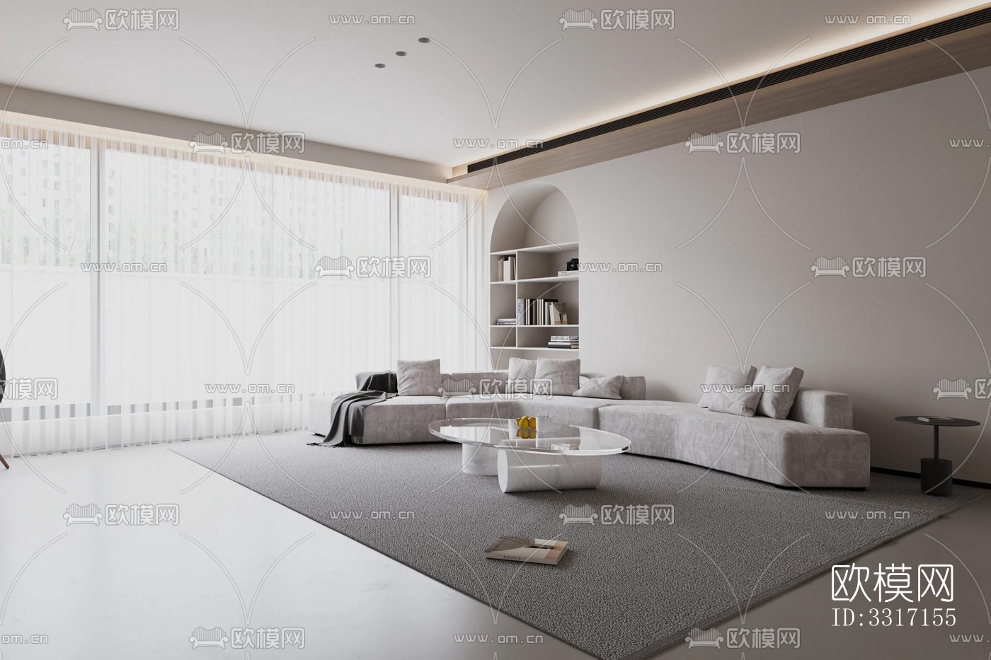 现代客厅效果图下载（渲染图3）