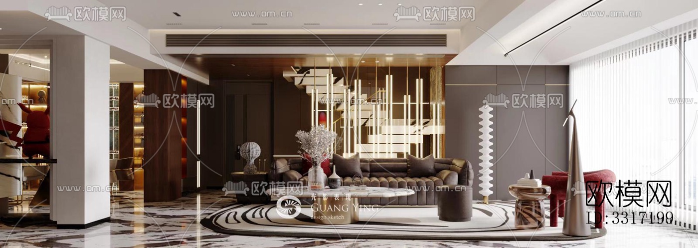 现代客厅效果图下载（渲染图2）