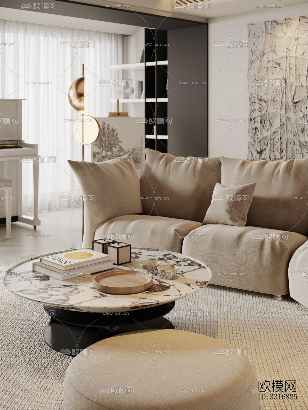 现代客厅效果图下载（渲染图6）