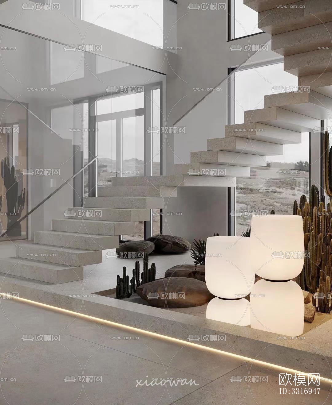 现代客厅效果图下载（渲染图2）