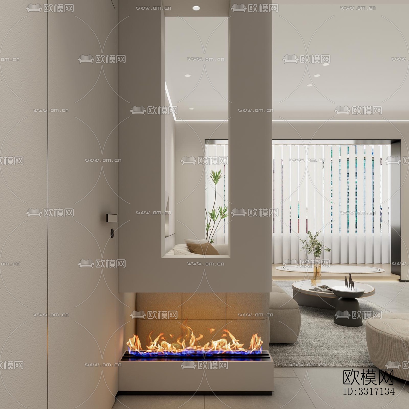 现代客厅效果图下载（渲染图3）