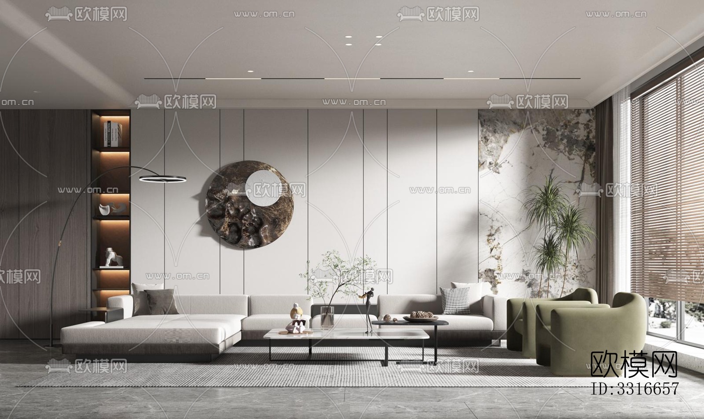 现代客厅效果图下载（渲染图7）