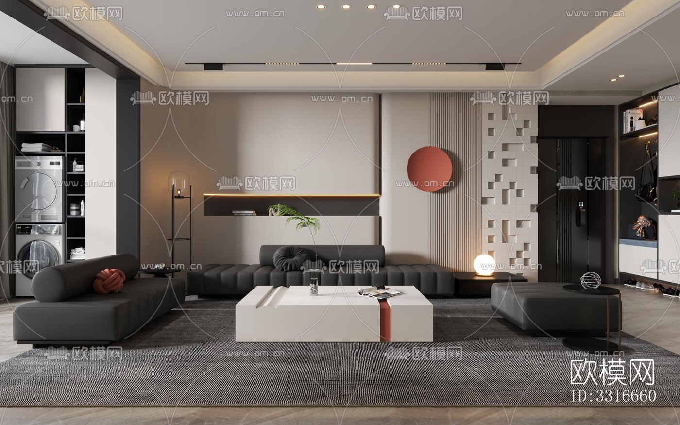 现代客厅效果图下载（渲染图3）