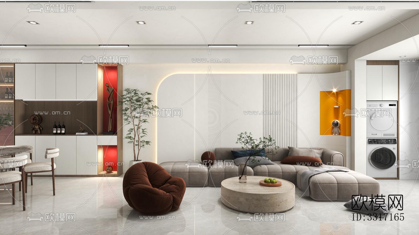 现代客厅效果图下载（渲染图1）