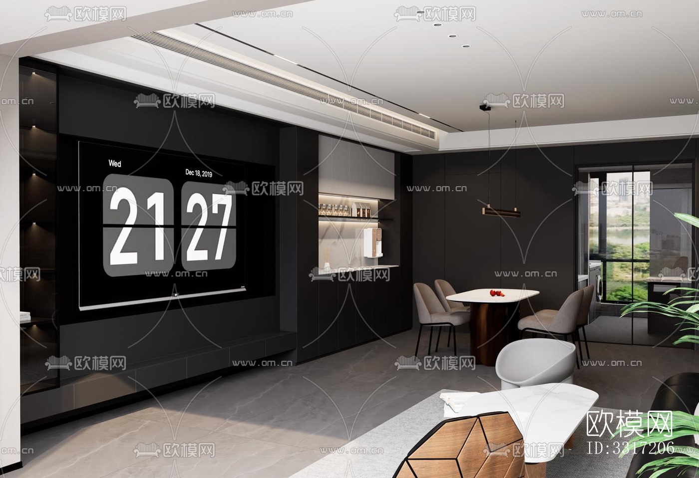 现代客厅效果图下载（渲染图4）