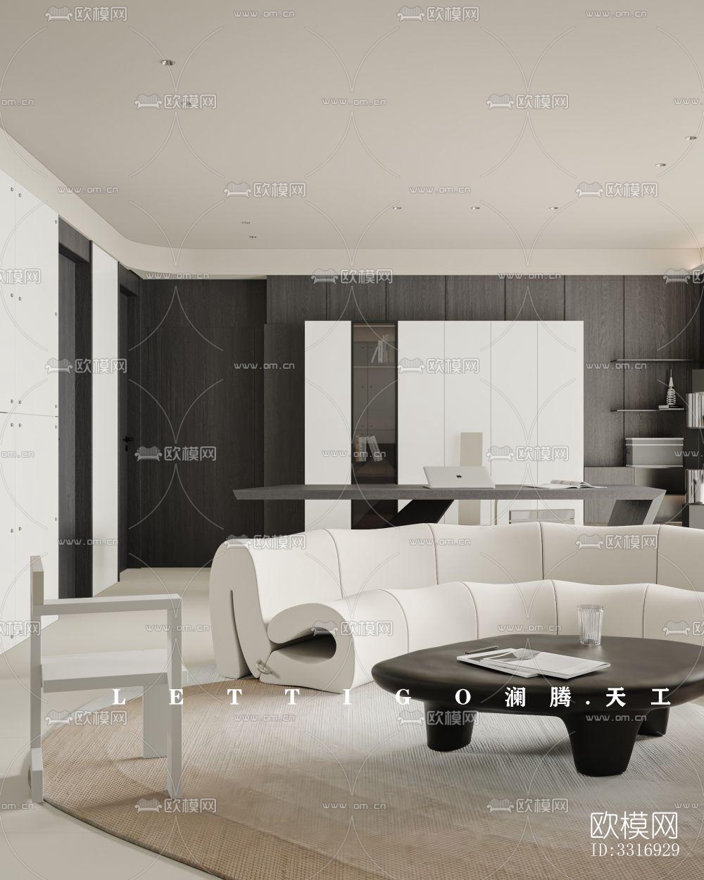 现代客厅效果图下载（渲染图1）